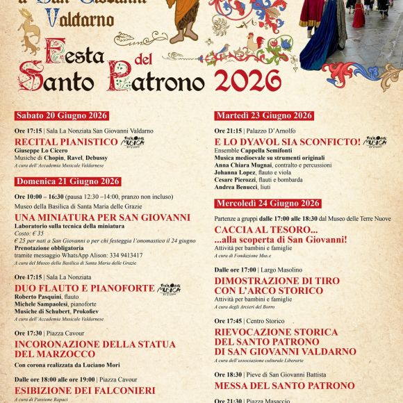San Giovanni Valdarno celebra il suo Patrono: quattro giorni di eventi tra tradizione, musica e storia
