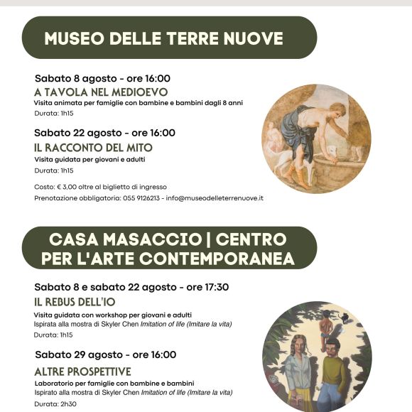 ATTIVITÁ NEI MUSEI – AGOSTO 2026: visite guidate e laboratori a Casa Masaccio e Museo delle Terre Nuove
